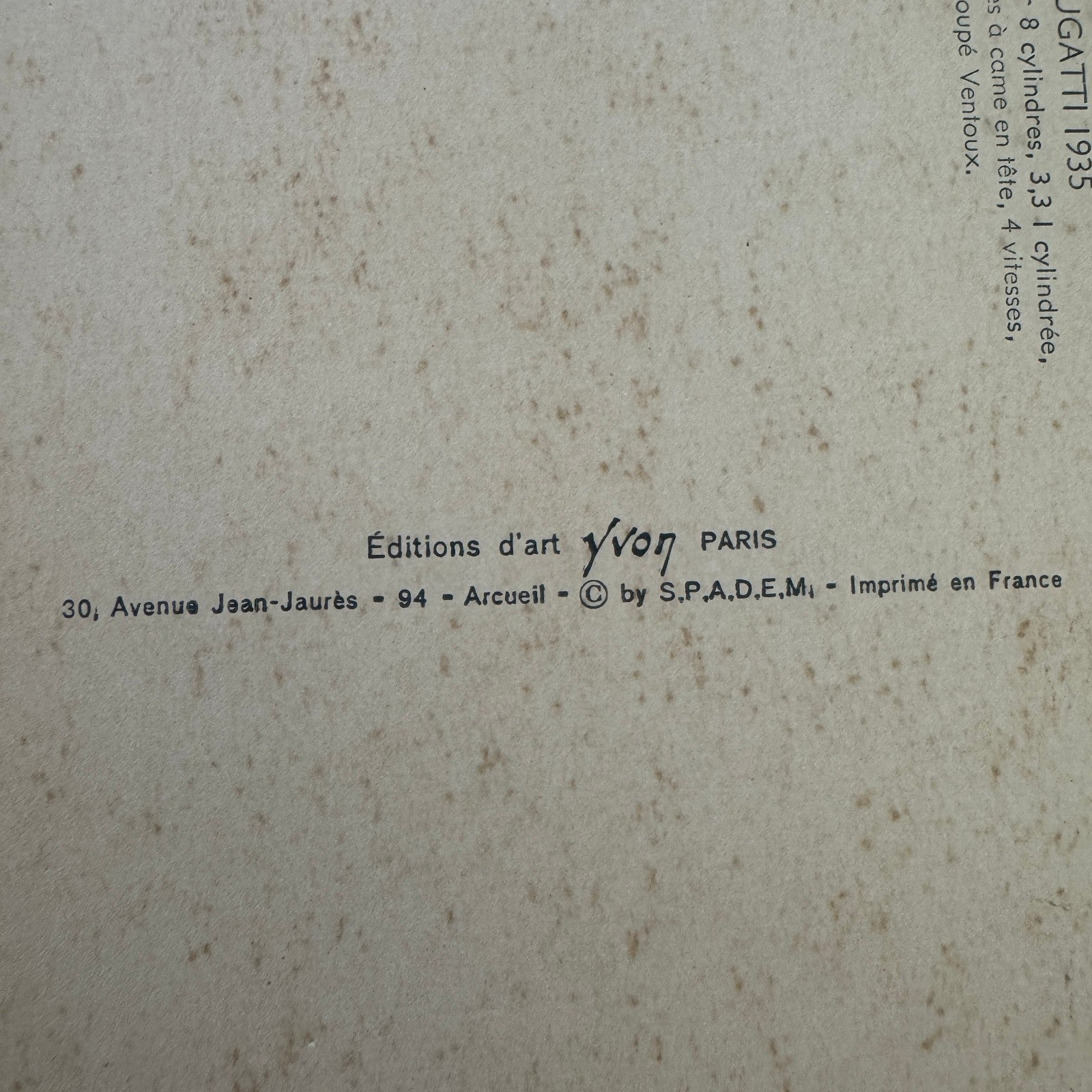 1935 Bugatti Coupe Ventoux Car Automobile Vintage Postcard Post Card