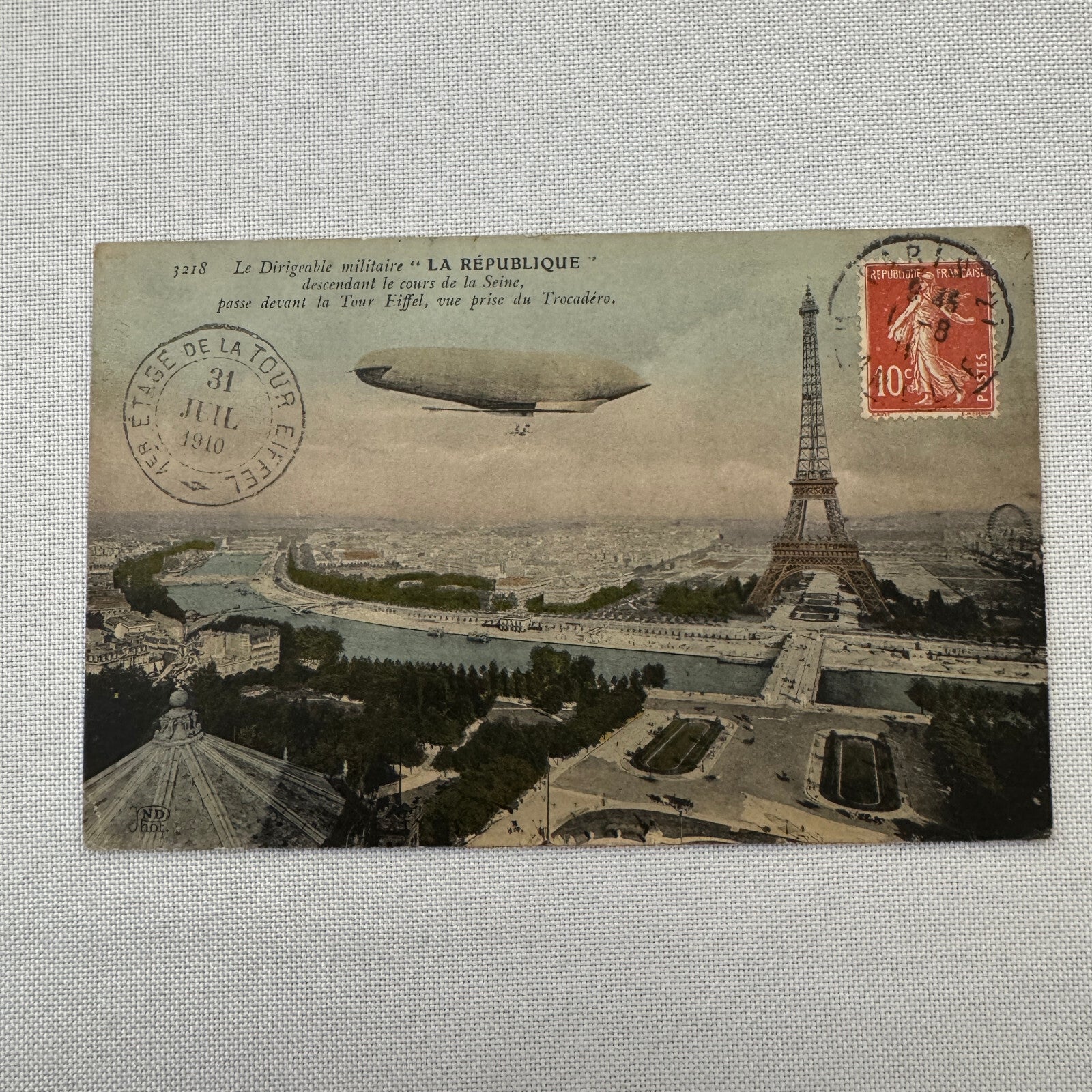 Vintage Zeppelin Airship Dirigible Postcard Post Card French La Republique