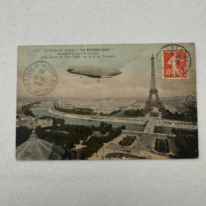 Vintage Zeppelin Airship Dirigible Postcard Post Card French La Republique