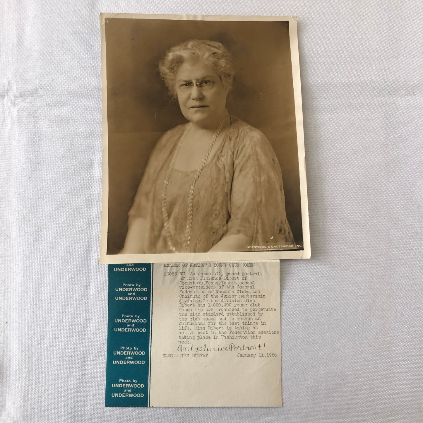 Press Photo Photograph 1926 Federation of Womens Clubs Leader Portrait Woman