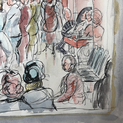 Vintage Painting Art Artwork Artist Arthur E Sudler Bar Scene People Men Women