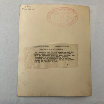 Press Photo Photograph 1933 Movie Film Executive Leaves on Cruise