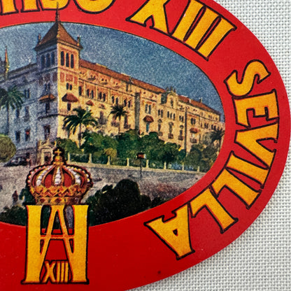 Vintage Hotel Travel Luggage Label Hotel Alfonso XIII Sevilla Spain Spanish