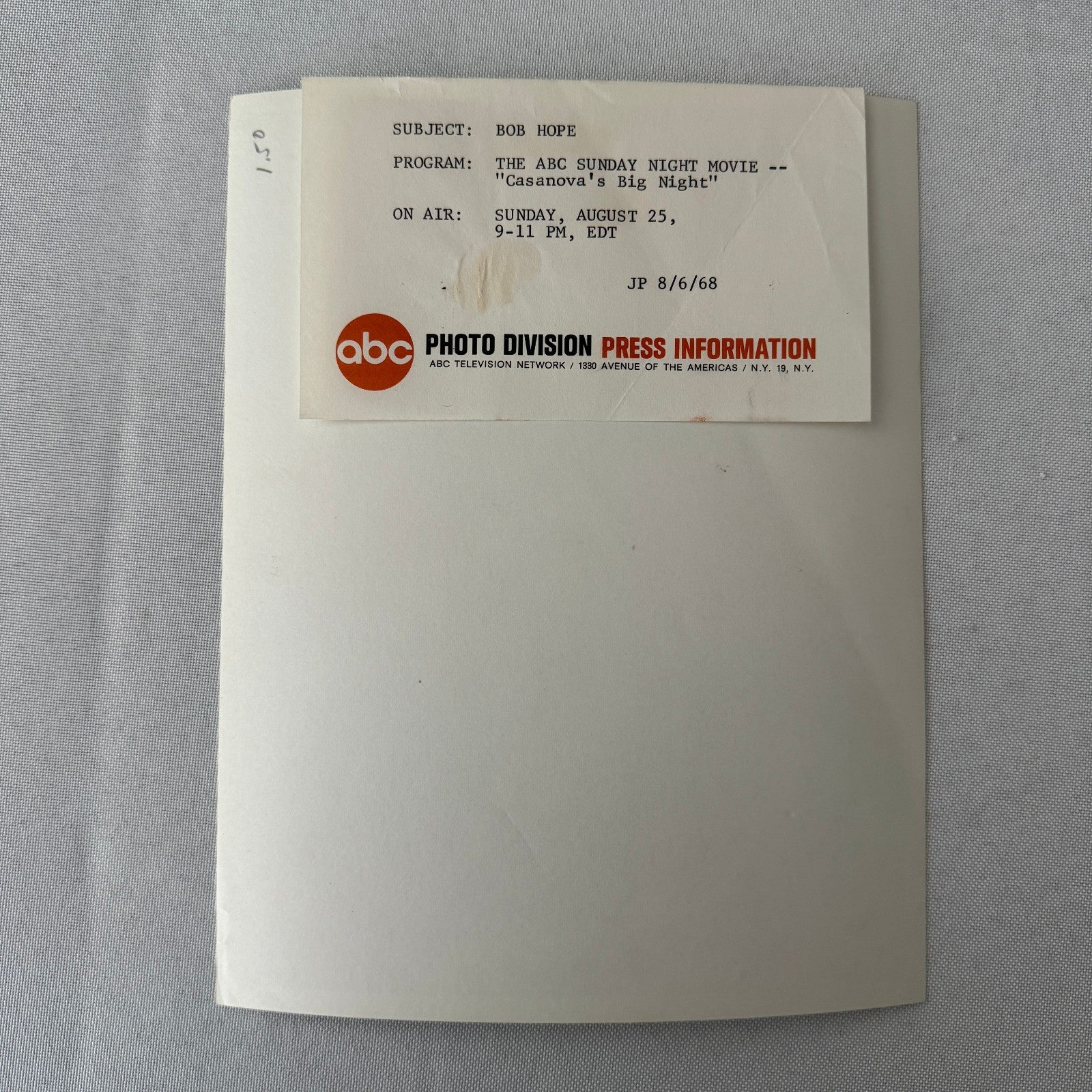 Bob Hope Casanova's Big Night Movie Press Photo Photograph ABC Television 1968