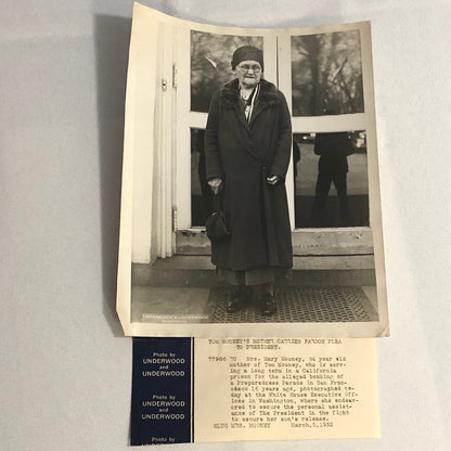 Press Photo Photograph Thomas Mooney Mother at White House 1932 Underwood