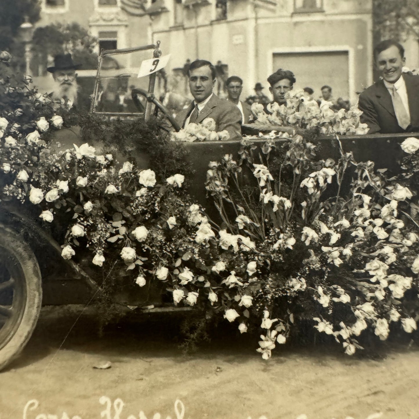 Vintage Postcard Real Photo Postcard RPPC Post Card Early Automobile Parade Car