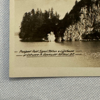 Vintage Ship Boat Lighthouse Photo Photograph Vancouver Harbour British Columbia