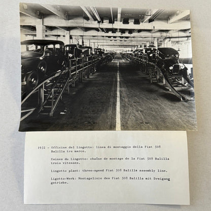 Vintage Fiat 508 Balilla Factory Assembly Line Photo Photograph Print 1932