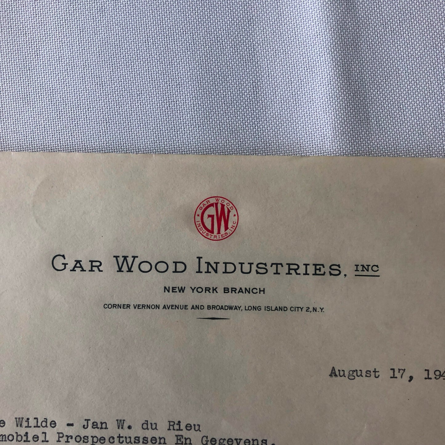 1945 - 1946 Gar Wood Industries Truck and Machinery Letter Letterhead Lot of 2