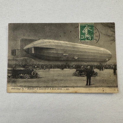 Vintage Zeppelin Airship Dirigible Postcard Post Card French Automobiles