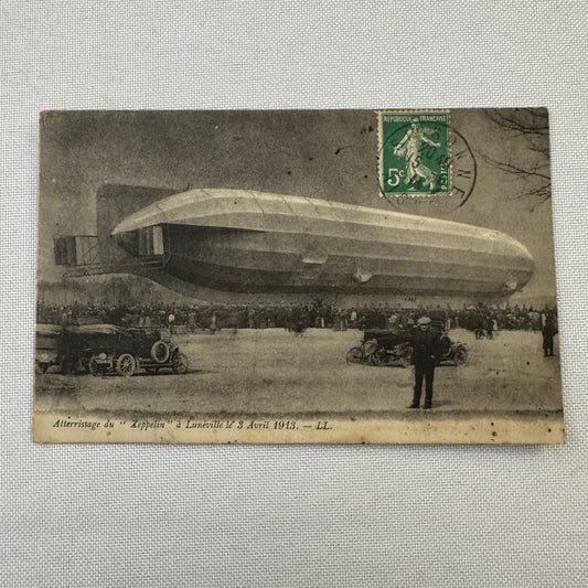 Vintage Zeppelin Airship Dirigible Postcard Post Card French Automobiles