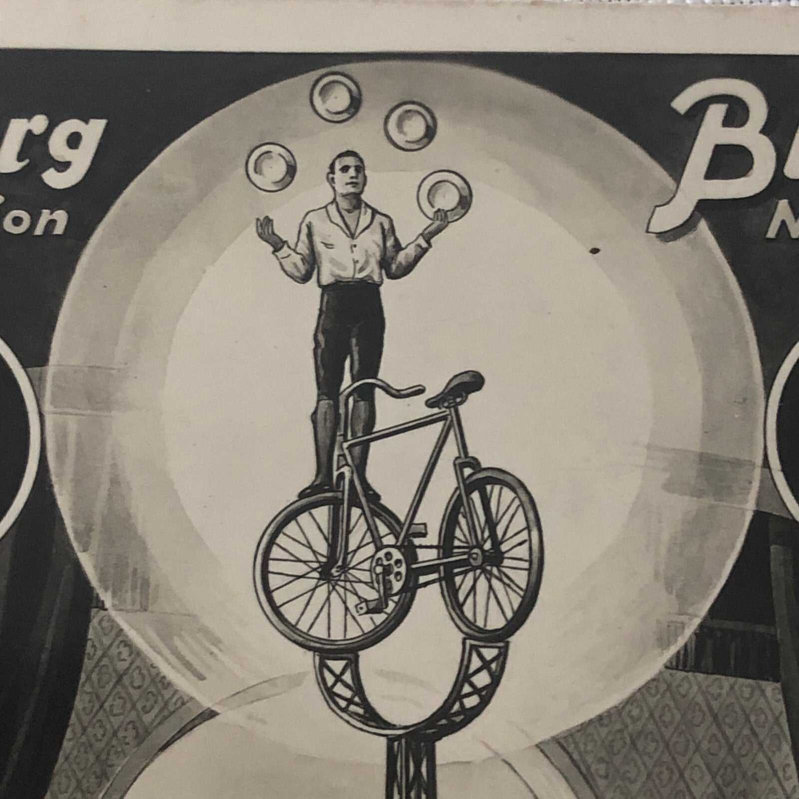 Vintage Circus Balancing Act Bicycle Bike Postcard Post Card