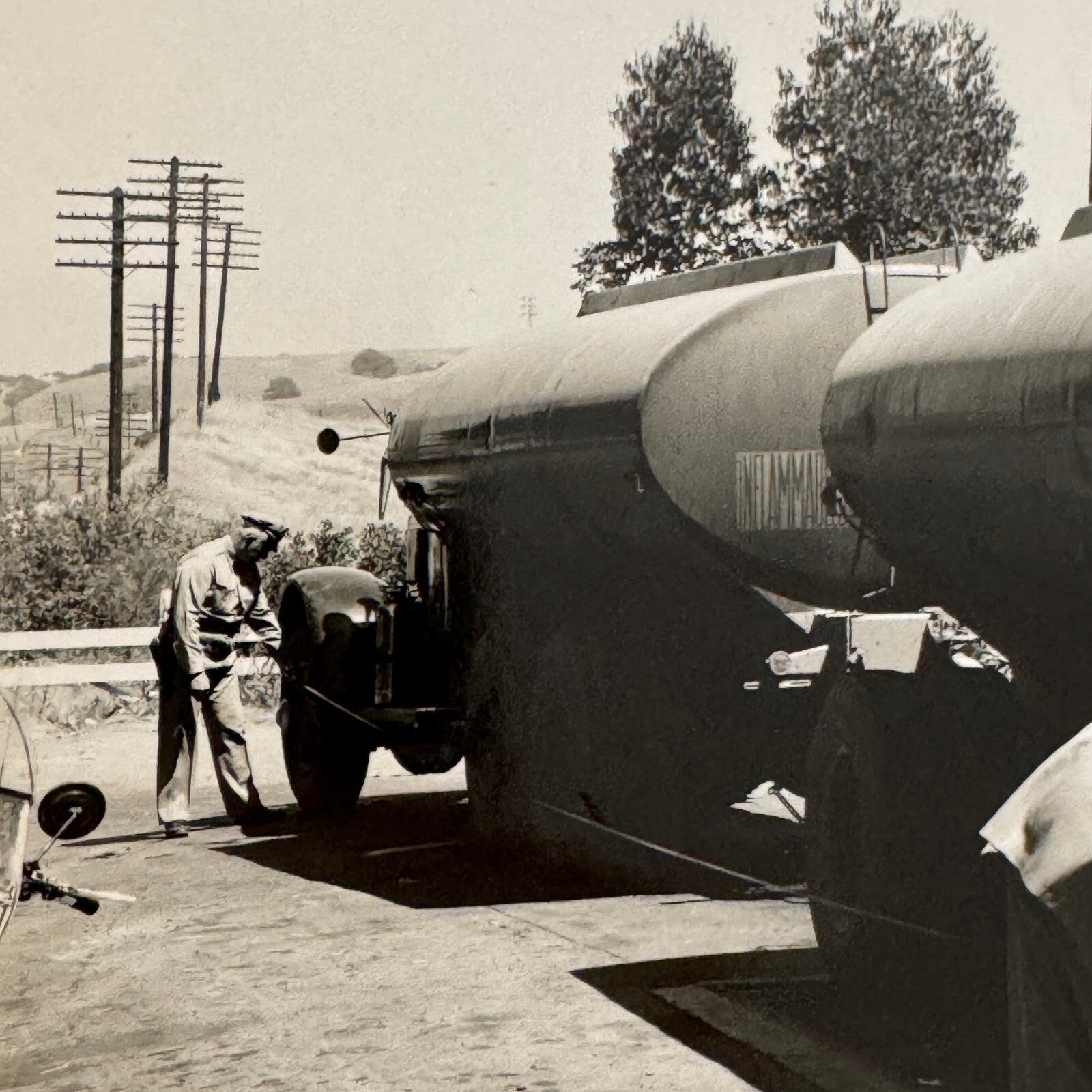 Tanker Truck at California Highway Inspection Station Vintage Photo Photograph