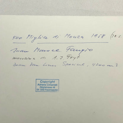 Vintage Racing Photo Photograph AJ Foyt Dean Van Lines Special Car JM Fangio 