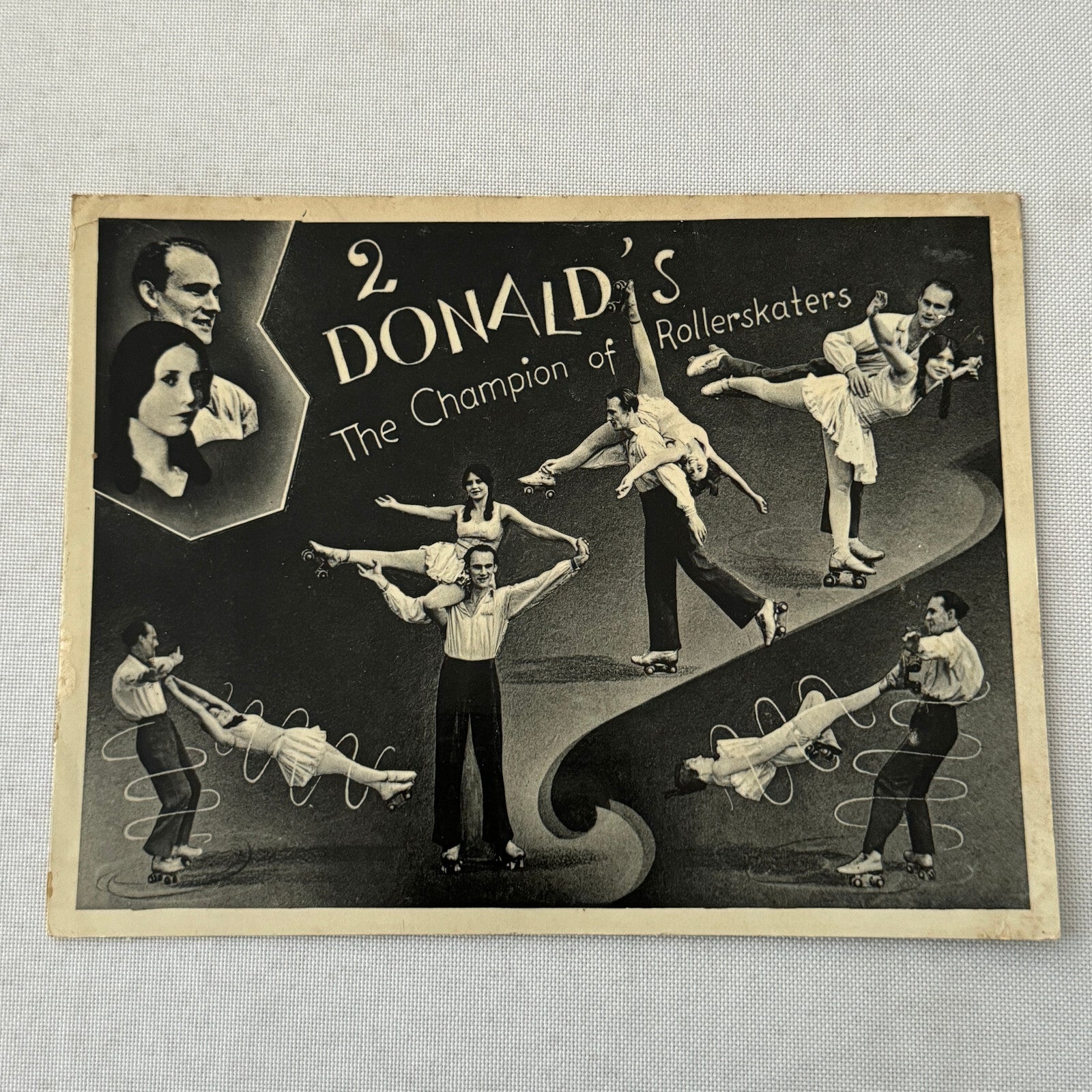 Vintage Circus Rollerskating Roller Skate Act Postcard Post Card 2 Donalds
