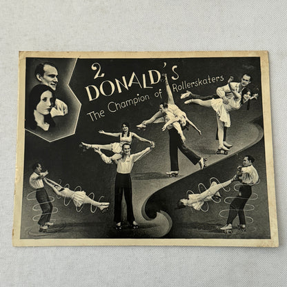 Vintage Circus Rollerskating Roller Skate Act Postcard Post Card 2 Donalds
