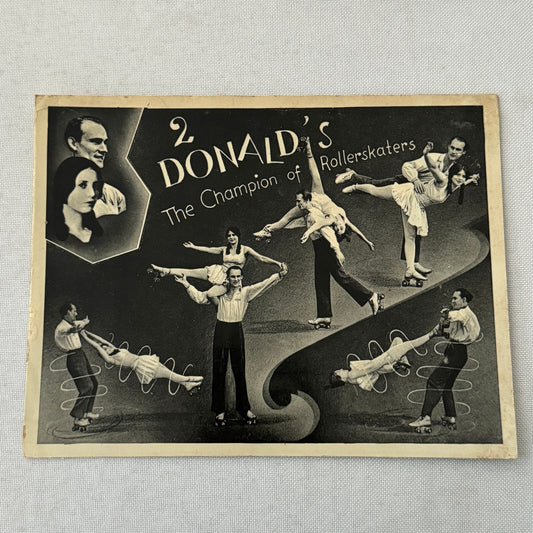 Vintage Circus Rollerskating Roller Skate Act Postcard Post Card 2 Donalds
