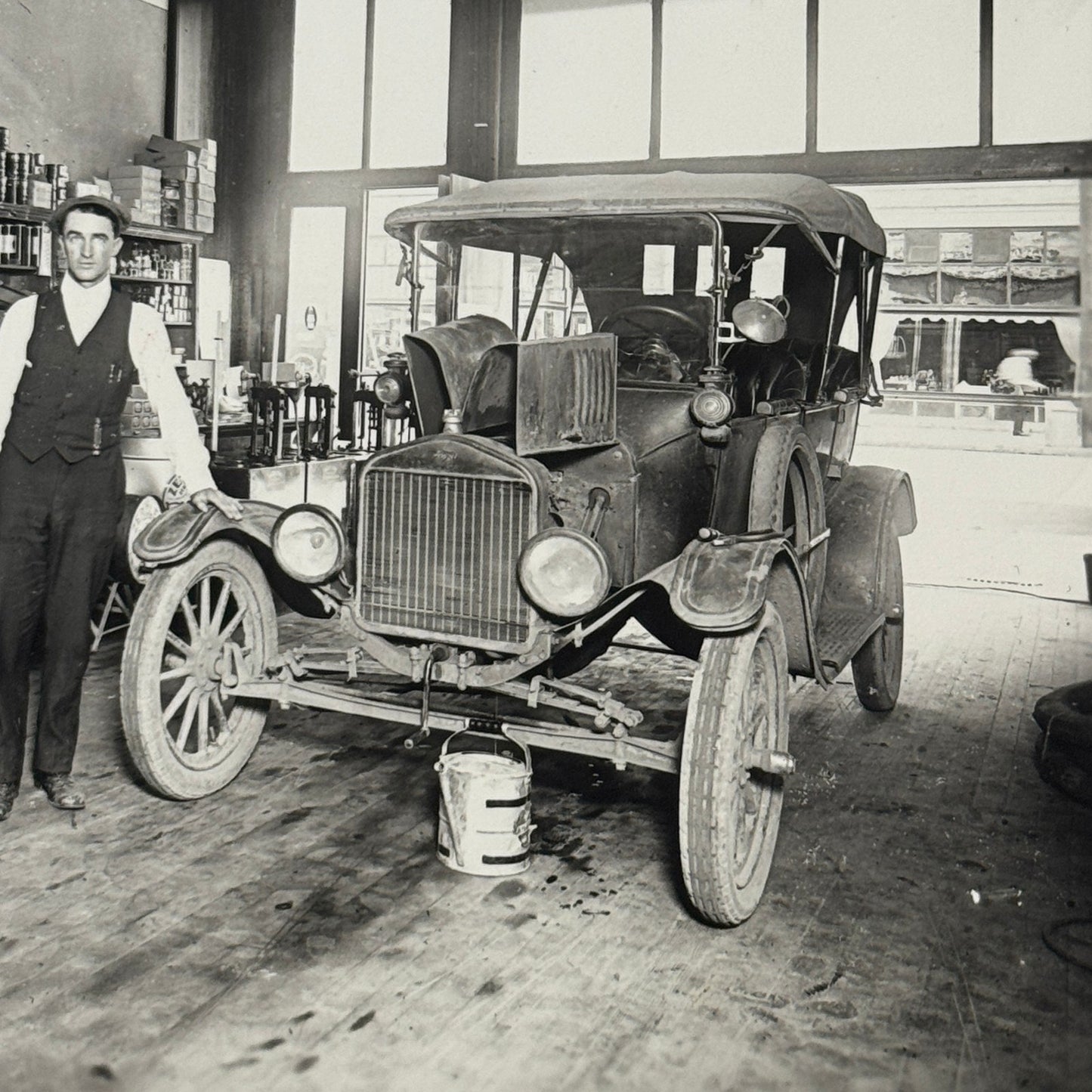 Vintage Auto Shop Photo Mechanic Photograph Car Automobile Modern Print