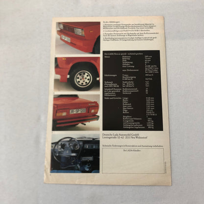 Lada Nova Special Spezial Car Sales Brochure Catalog GERMAN Text European