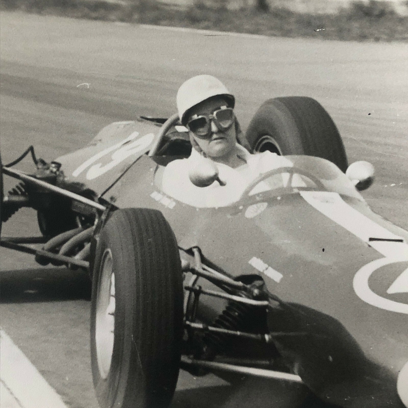 Vintage Racing Car and Driver Photo Photograph Print Motorsport Race