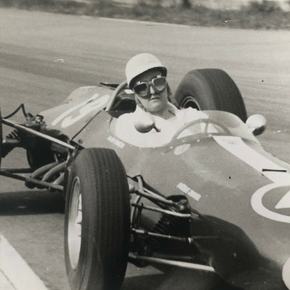 Vintage Racing Car and Driver Photo Photograph Print Motorsport Race