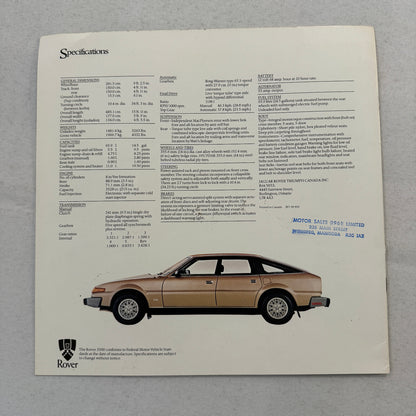 Rover 3500 Car Sales Brochure Catalog Advertising Vintage