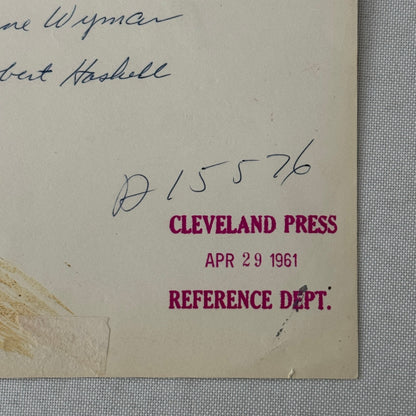 Vintage Movie Press Photo Photograph Jane Wyman Albert Haskell