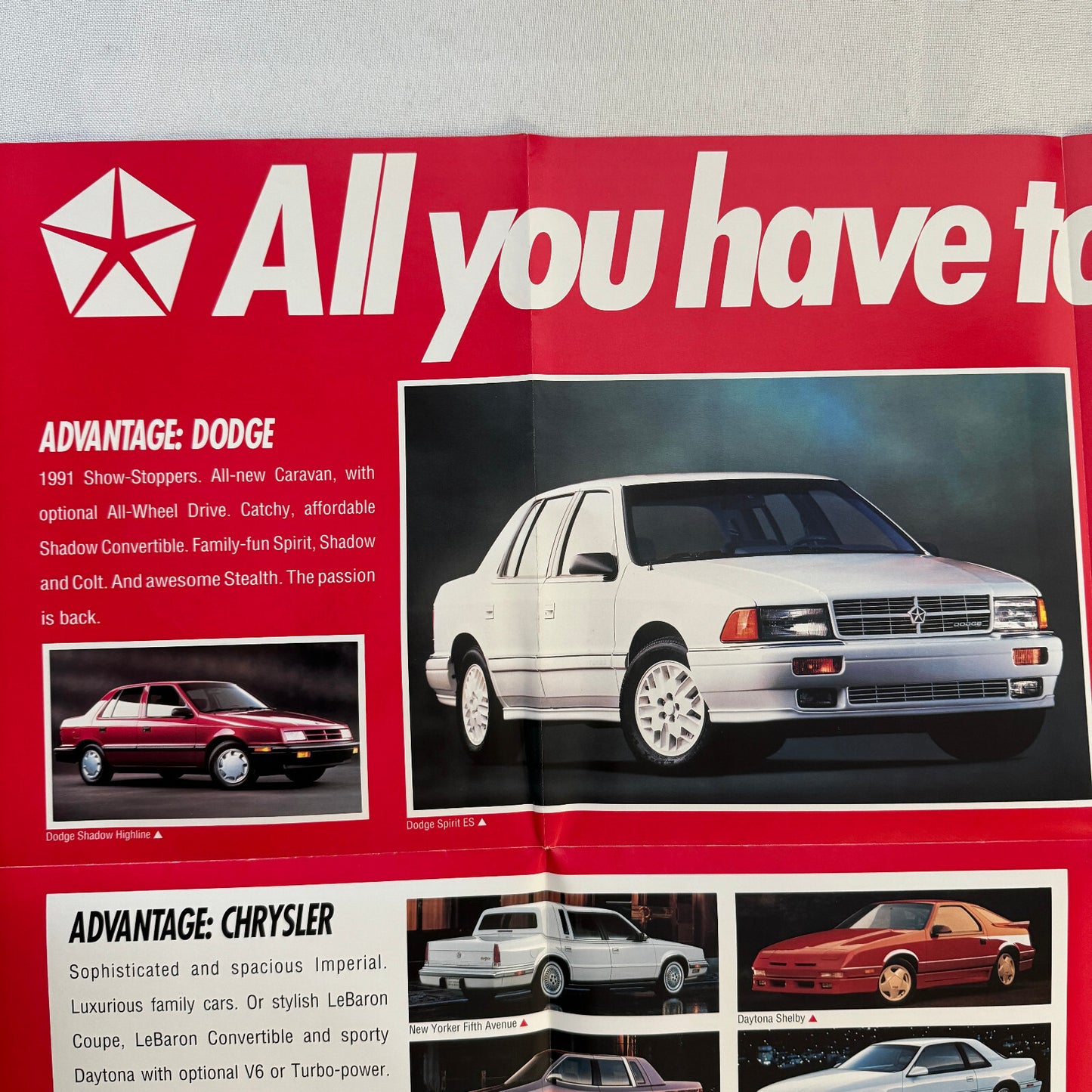 1991 Dodge Sales Brochure Catalog Stealth Poster Shadow Dakota Pickup LeBaron +