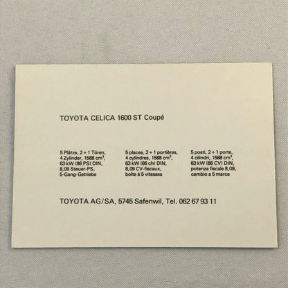 Toyota Celica 1600 ST Coupe Car Factory Press Photo Photograph German Text