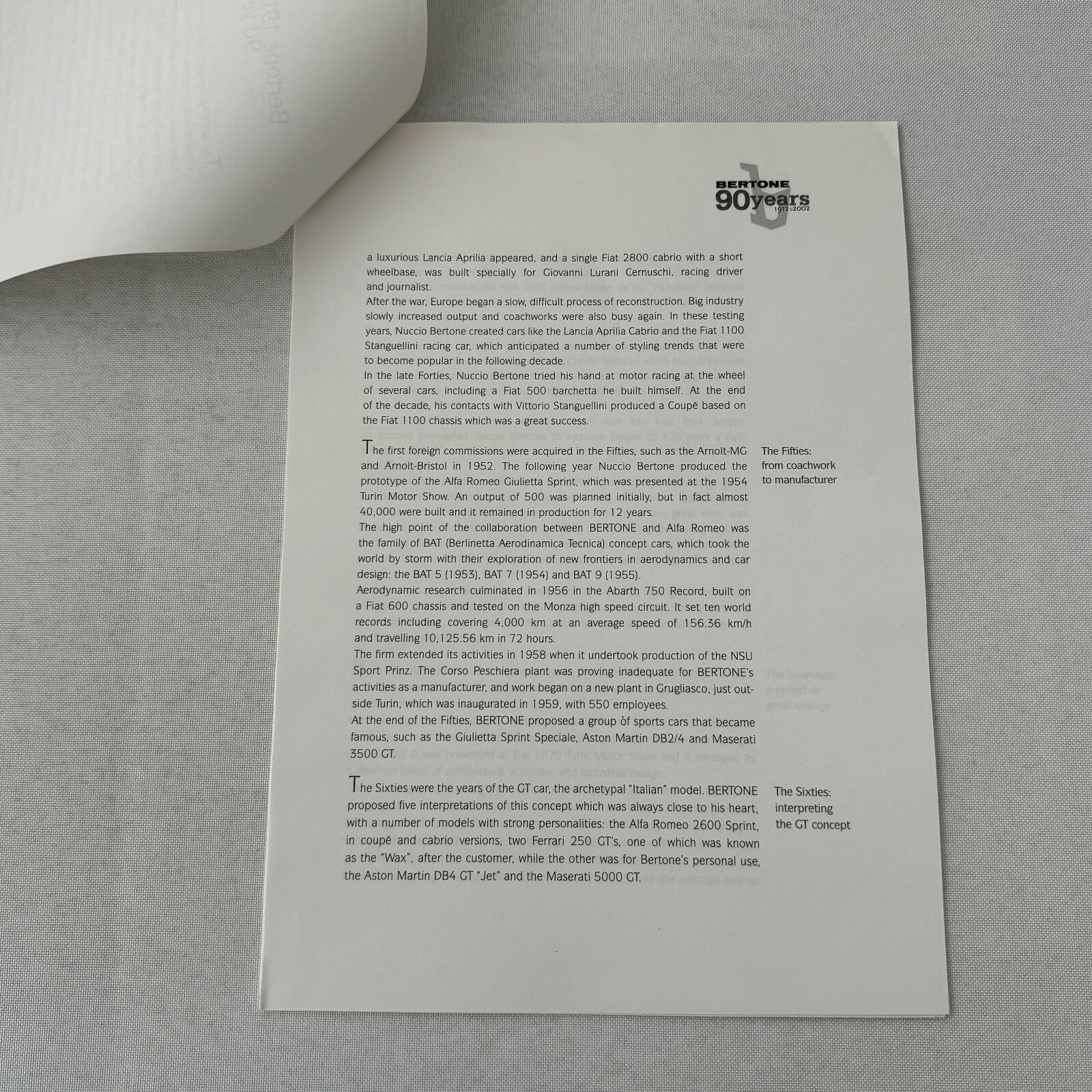 2002 Bertone Car History Press Kit in Embossed Folder Alfa Romeo Lamborghini +