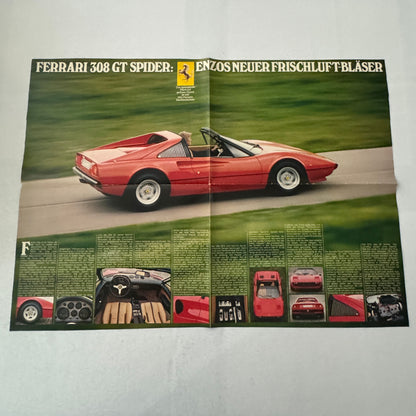 Ferrari 308 GT Spider Car Poster Magazine Insert GERMAN Text