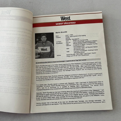 1987 West Zakspeed Racing Team Press Kit Photos Slides Martin Brundle
