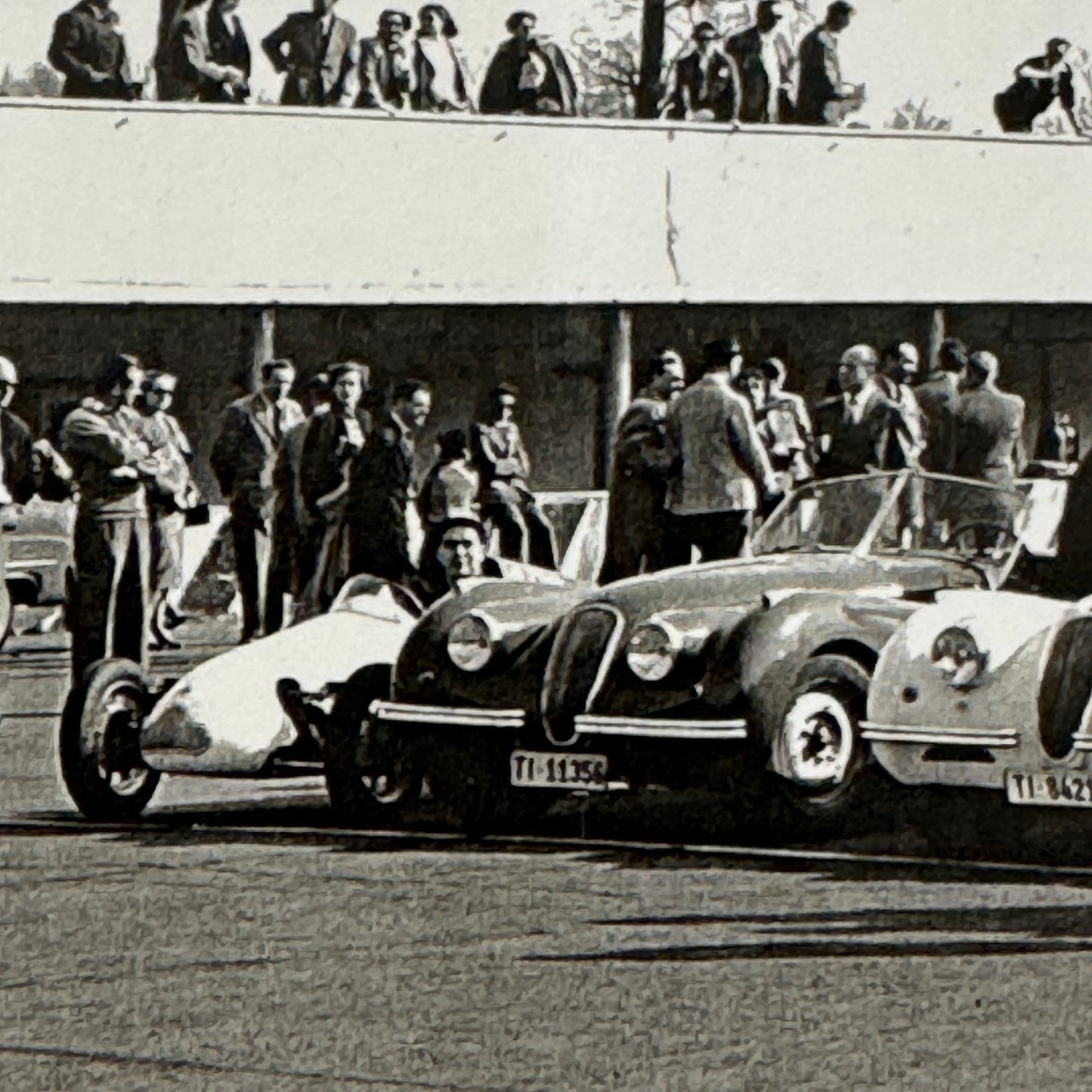 1952 Swiss Car Racing Club at Monza Photo Photograph Jaguar Porsche Modern Print