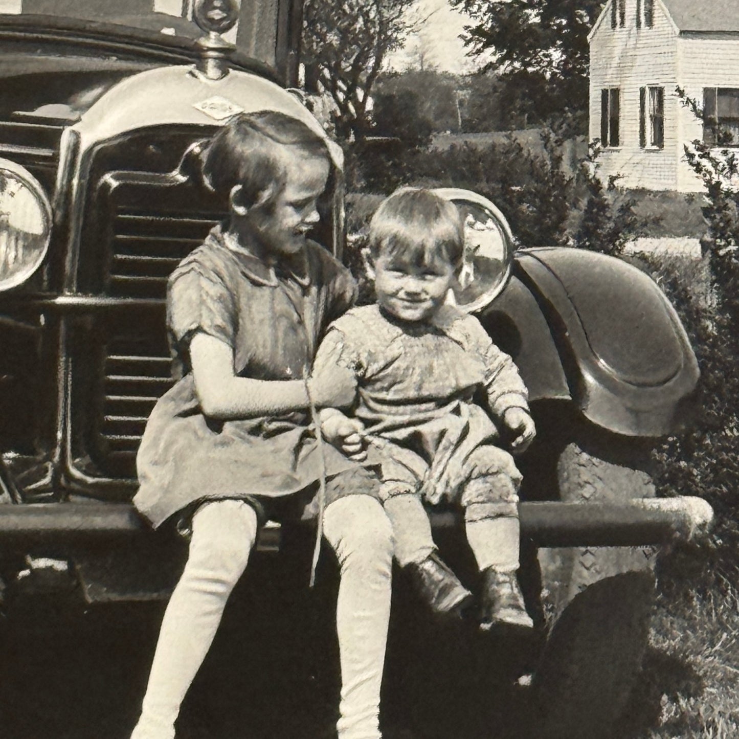 Vintage Car Photo Photograph Print Children with Automobile Snapshot