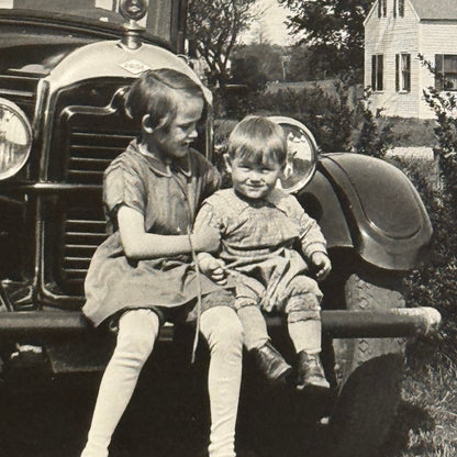 Vintage Car Photo Photograph Print Children with Automobile Snapshot