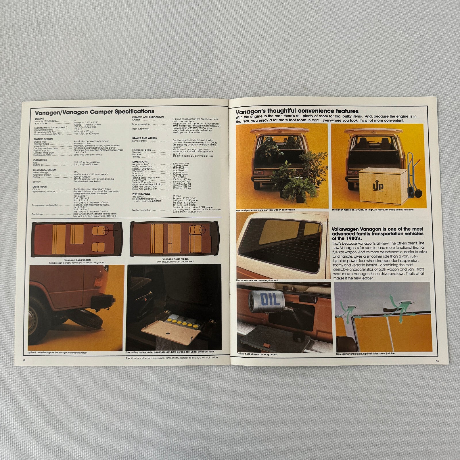 1980 Volkswagen VW Vanagon and Camper Sales Brochure Catalog Advertising
