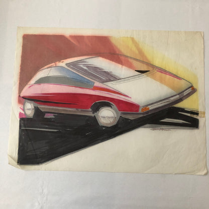 Styling Concept Car Illustration Art Drawing Sketch Vintage Original NOTTRODT