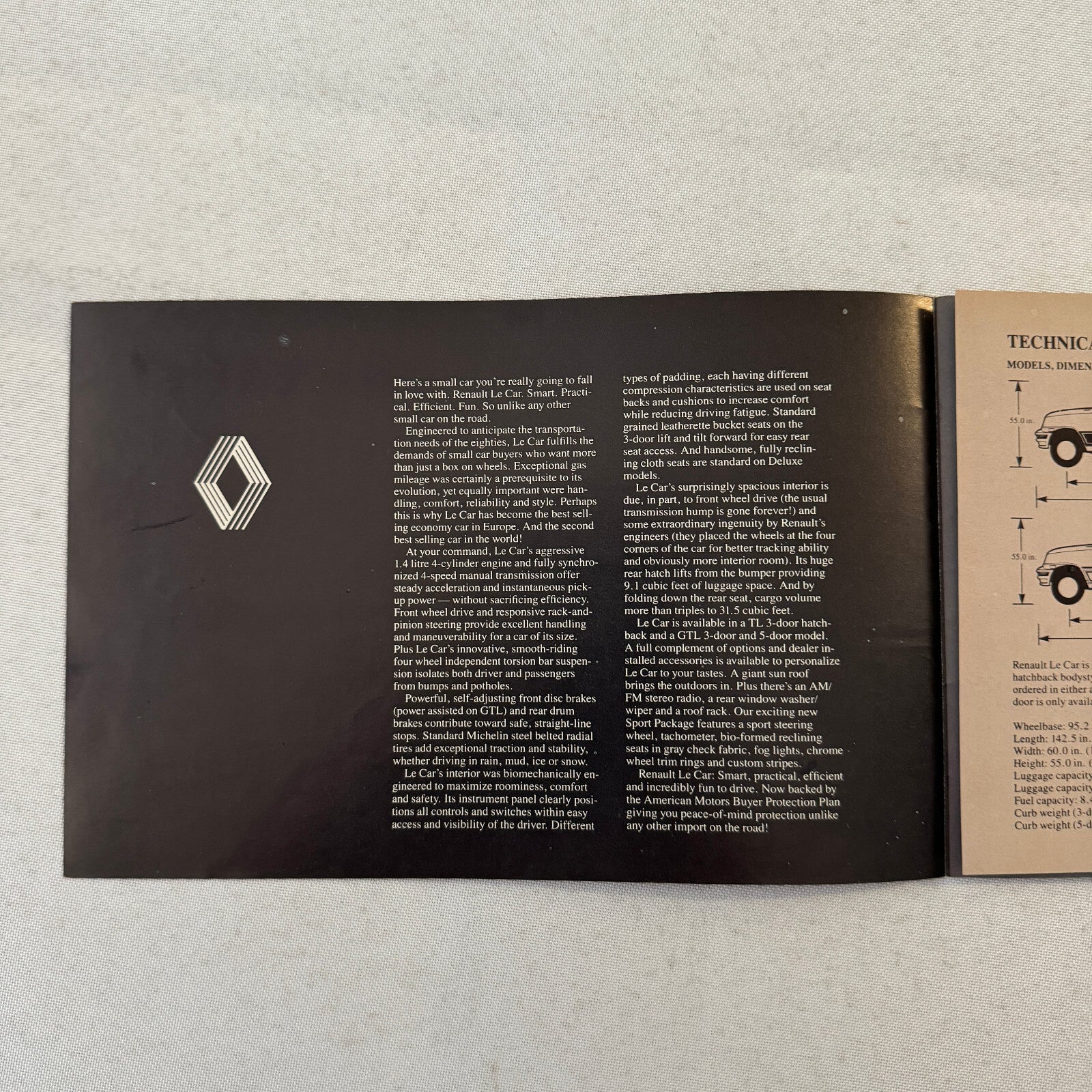 1982 Renault LeCar Car Sales Brochure Catalog Advertising Vintage