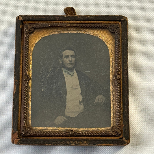 Tintype In Case Antique Vintage Photo Photograph Man on Chair