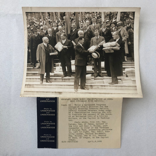 Press Photo Photograph Veterans Demonstration on Congress For Bonus Pay 1932