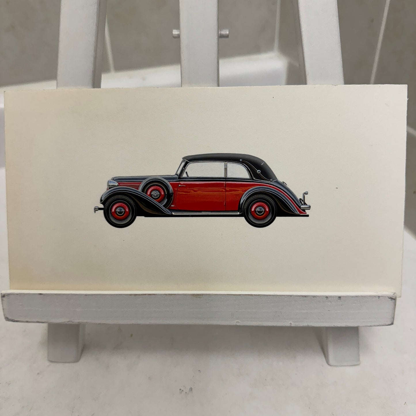 1936 Adler Diplomat Cabriolet Car Illustration Art Drawing Vintage Miniature