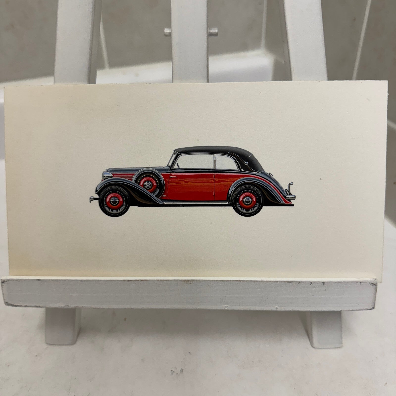 1936 Adler Diplomat Cabriolet Car Illustration Art Drawing Vintage Miniature