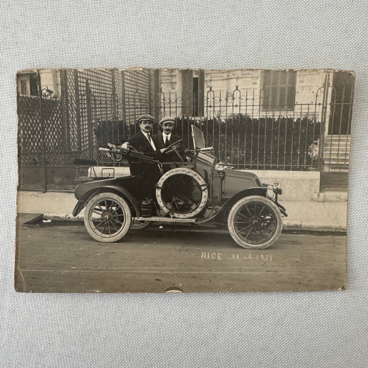 Men with Early Car Automobile Nice France 1921 Vintage Photo Photograph Print