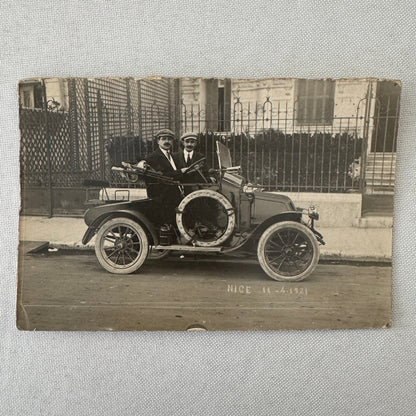 Men with Early Car Automobile Nice France 1921 Vintage Photo Photograph Print