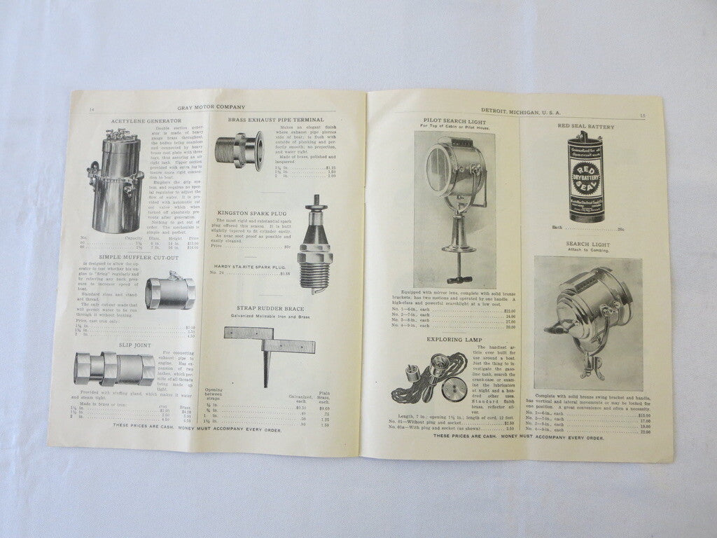 1909 Gray Motor Company Boat & Engine Accessory Sales Brochure Catalog 