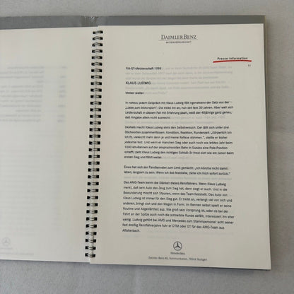1998 Mercedes CLK GTR GT Racing Press Kit Photos Mark Webber Driver GERMAN