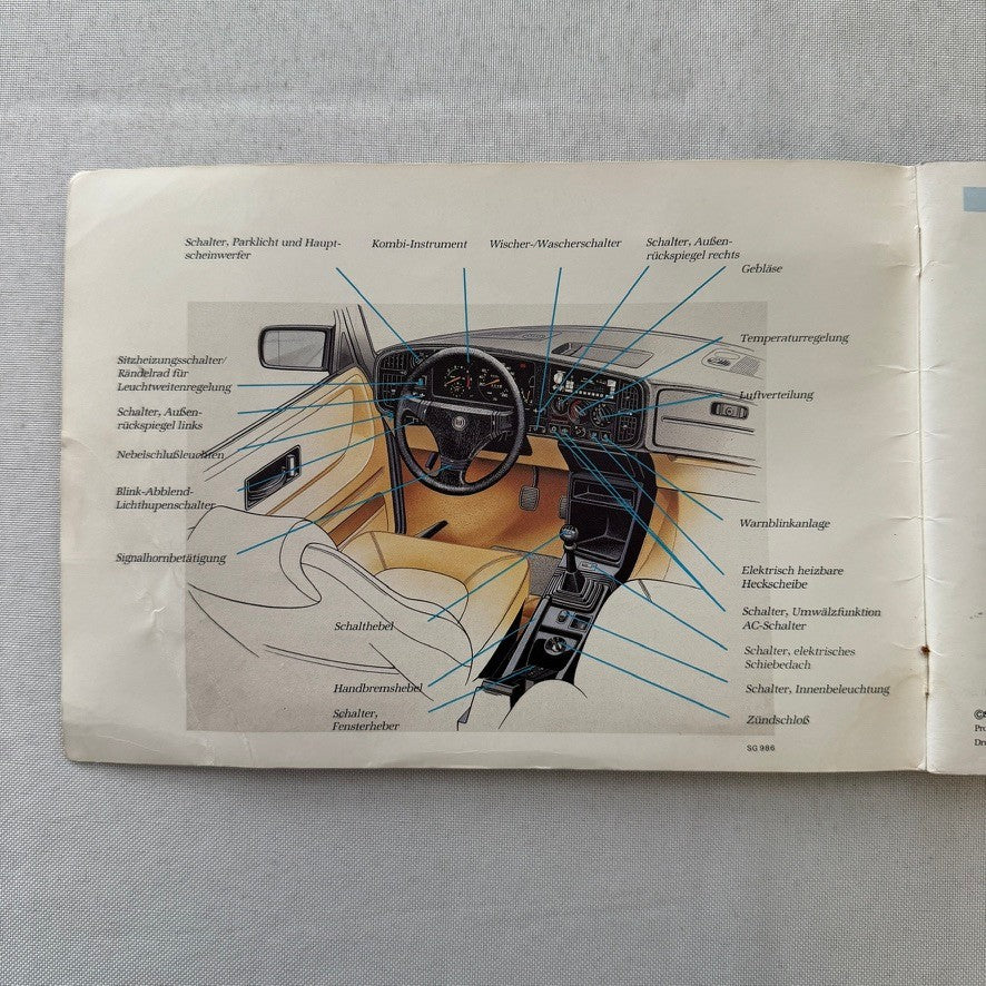 1990 Saab 900 Owners Manual Instruction Guide Book Saab SPG Turbo GERMAN