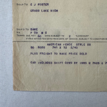 American Steel and Wire Company 1908 Receipt Invoice Document Vintage Chicago