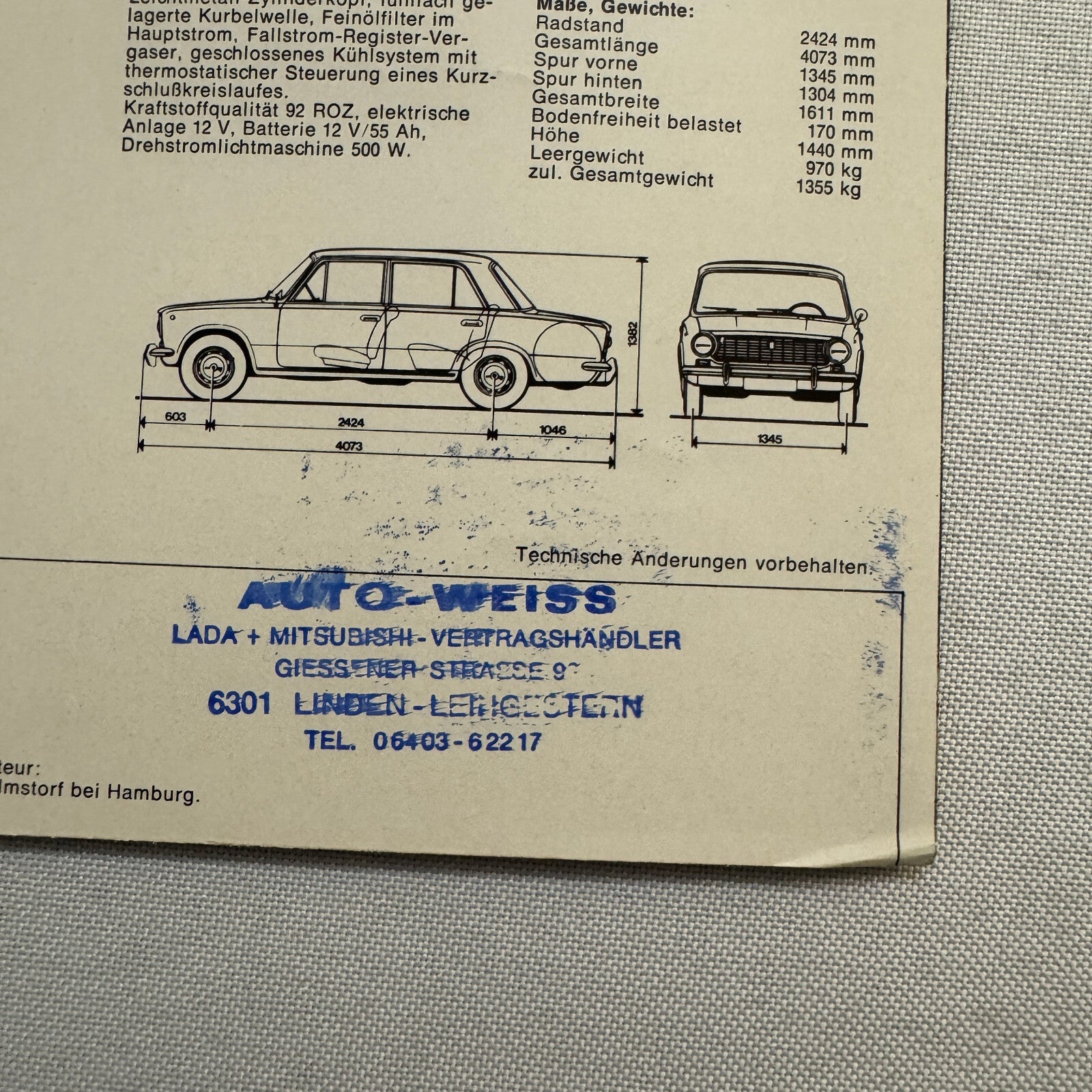 Lada 1300 Car Sales Brochure Catalog Advertising German Text European