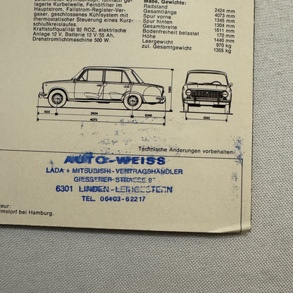 Lada 1300 Car Sales Brochure Catalog Advertising German Text European